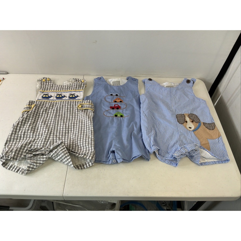 Lot of 3 Pieces 18-24 Month Romper Overalls Lil Cactus Boys Cars Heli Dog